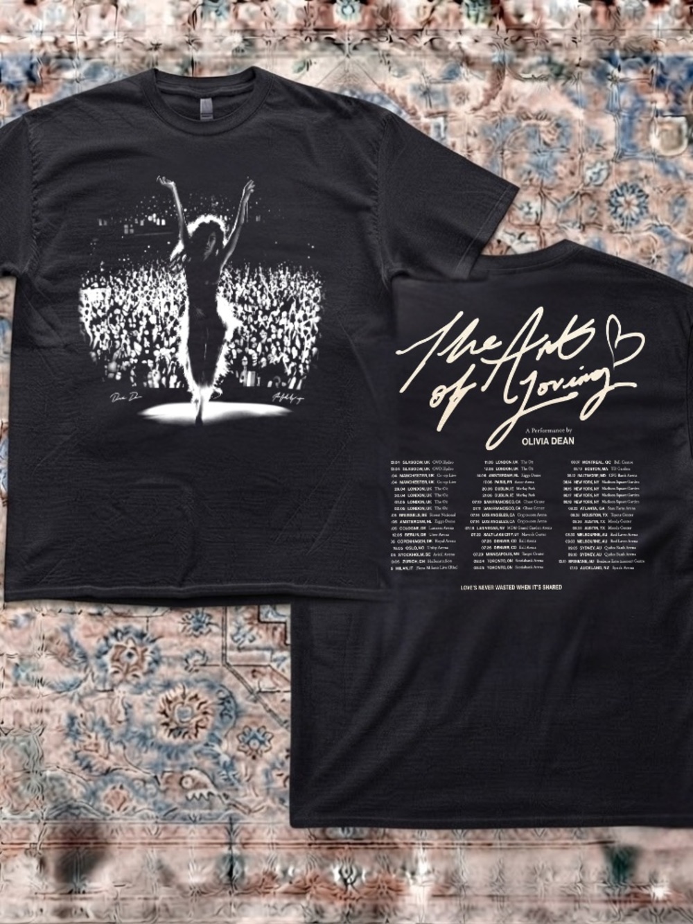 Olivia Dean The Art of Loving Tour Stage Silhouette Vintage Black T-Shirt
